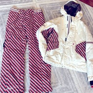 2 pc set outfit lot Section Ski Snowboarding Pants jacket coat print retro M